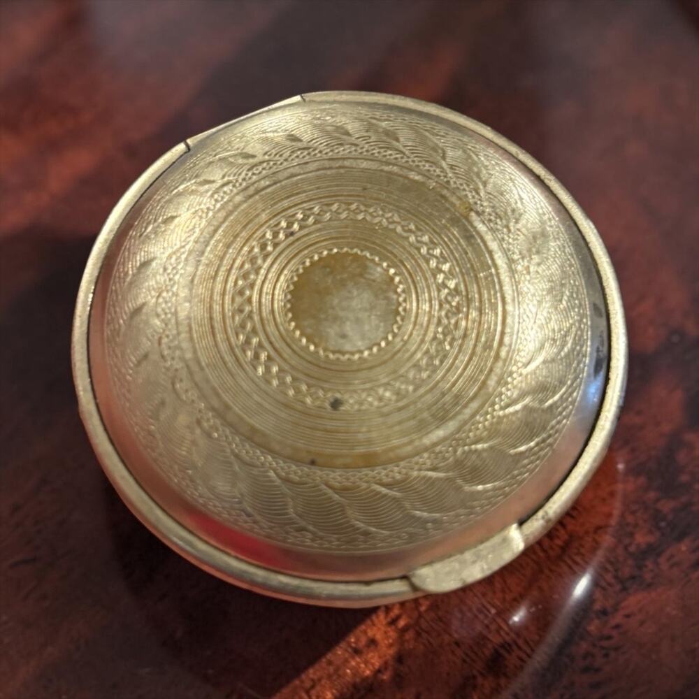 Art Deco Silver Guilloche Powder Compact Mirror 1930s Machine Age Glamour
